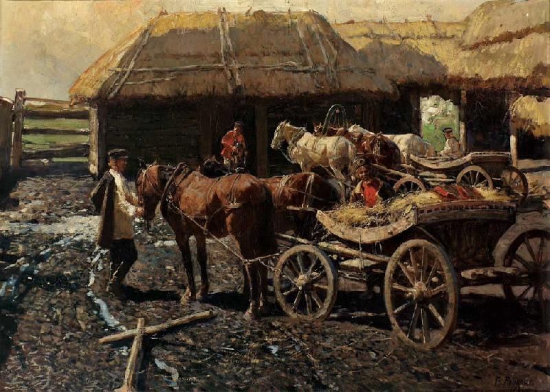 Franz Roubaud Poststation im Kaukasus France oil painting art